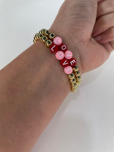 LOVE in Pink/Red Stretch Bracelet