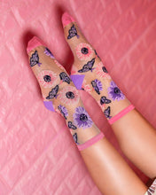 Load image into Gallery viewer, Sunflower Butterfly Sheer Crew Sock