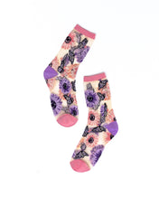 Load image into Gallery viewer, Sunflower Butterfly Sheer Crew Sock