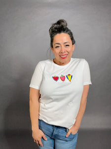 Happy Heart Tee - White Crew Neck