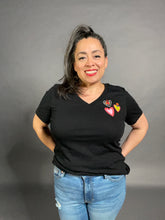 Load image into Gallery viewer, Happy Hearts Tee - Black V Neck