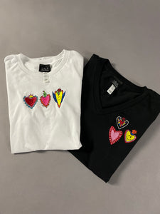 Happy Hearts Tee - Black V Neck