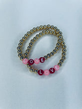 Load image into Gallery viewer, LOVE in Pink/Red Stretch Bracelet