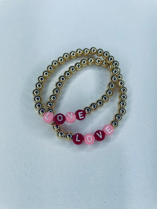 LOVE in Pink/Red Stretch Bracelet