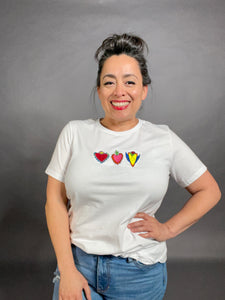 Happy Heart Tee - White Crew Neck