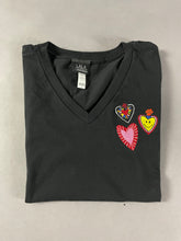 Load image into Gallery viewer, Happy Hearts Tee - Black V Neck